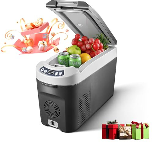 AAOBOSI Camping Fridge 15 L, Car Fridge -20 °C to 20 °C, Car Refrigerator With 12/24 V DC for Campervan, Driving, Travel, RV, Outdoor, Picnic