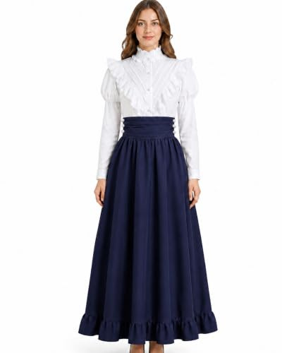 CR ROLECOS Robe médiévale pour femme - Robe victorienne - Chemisier victorien + jupes médiévales