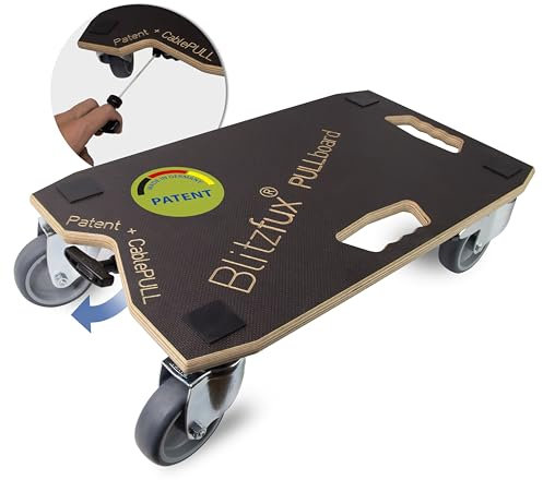BLITZFUX Pullboard Möbelroller mit 320 kg Traglast - Leicht & Stark - 4,7 kg Gewicht - Ergonomisches Design mit CablePULL Seilzug - Müheloser Transport mit Hochwertigen Lenkrollen - Made in Germany