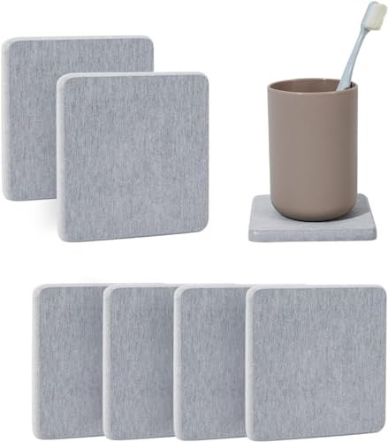 WBCBEC 6 Pieces Water Absorbent Diatomite Coasters, Diatomaceous Earth Kitchen Soap Dish Bathroom Trays Water Absorbing Stone Tray for Sink Used for Hand Soaps Drinks Bottles