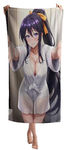 XYOK Rias Gremory Strandtuch Groß Handtuch,Anime Badetuch Schnell Trocknendes,Mikrofaser Saunatuch 3D Drucken Badehandtuch Fanartikel (Himejima Akeno, 200x100cm)
