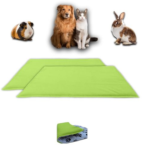 NEO SOLVO Lot de 2 Tapis de Jeu en Polaire pour Cochon d'Inde et Lapins - Tout en Un, C'est Une Couverture, Un Tunnel Géant, Une Maison, Un Coussin et Un Lit - 50cm x 60cm - Vert