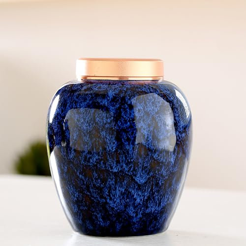 Storage Jars Coffee Bean Storage Jar Tea Tins Cans Canister Traditional Tea Caddy Sealed Lids Home Kitchen Dining Decoration (Blue)