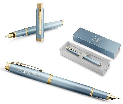 PARKER IM Rituals Turquoise Green Fountain Pen with Engraving, Premium Pen, Gift Box, Personalised Gift, Birthday (Turquoise Green)