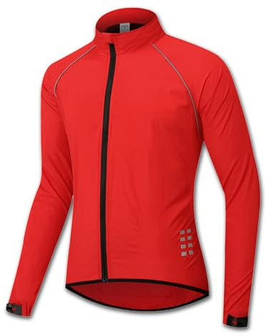 ARMAAN Veste de Cyclisme pour Hommes Coupe-Vent ultraléger réfléchissant Coupe-Vent Jersey Hommes VTT vélo de Route Manteau Coupe-Vent à Manches Longues vêtements de vélo avec Poche,Red-2XL