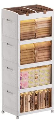 MECOLOR Extra große Aufbewahrungsbehälter aus Kunststoff mit Deckel, 280L Stapelbare Aufbewahrungsbox auf Rollen, Faltbarer Kleiderschrank Aufbewahrungsorganisator, Aufbewahrungseinheit für (TL60-5)