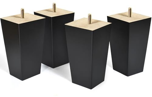 AORYVIC Lot de 4 pieds de meubles en bois noirs de rechange pour canapé sectionnel, table basse, table d'appoint, commode, fauteuil inclinable, table de chevet (12,7 cm)