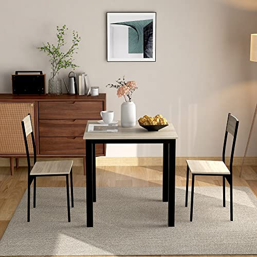 Esszimmerset In Natürlichen Farben, Geschirrset Aus Massivholz, Ausgestattet Mit 2 Kaffeestühlen Und Einem 70 X 70 cm Großen Quadratischen Tisch, Geeignet Für Wohnzimmer, Wohnung, Büro