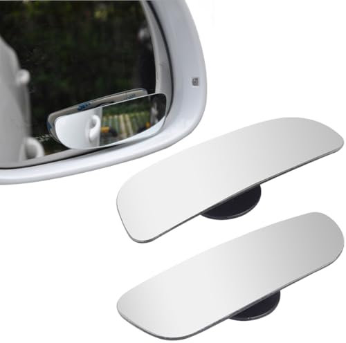 AUEFUDQ Specchi Laterali convessi per Angolo Morto da incollare su specchietto retrovisore (2 Pezzi), Larghezza Regolabile, Design Adesivo e Senza Bordo, rotabile