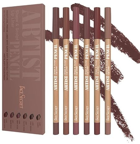 6 PCS Lip Liner Pencil Set - Matte Nude Lip Contour Lipliner, Waterproof Long Lasting Lipstick Lip Liner Set, Smudge-Proof Lip Liner Pen (Color, # 02)