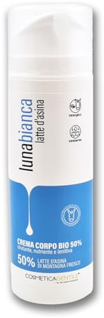Cosmetica Gentile Körpercreme mit Eselmilch 50% | Feuchtigkeitsspendende und natürliche Nährstoffe mit Sheabutter, Arganöl und Bio-Aloe – weiche und elastische Haut – 150 ml