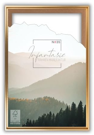 Infantasie 'N°35' Schattenfugenrahmen für 60x80 cm Keilrahmen | Gold | MDF-Holz Bilderrahmen für Keilrahmen Leinwände inkl. Aufhänger und Montagematerial