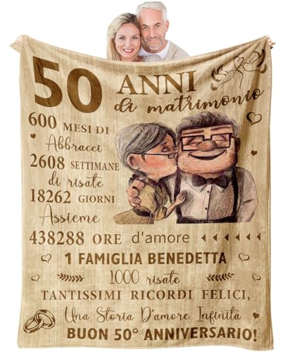 Regali per Nozze D'oro, 50 Anniversario Matrimonio, Idee Regalo per 50 Anni di Matrimonio, Regalo 50 Anniversario per Lei Lui, Bomboniere 50 Anniversario Matrimonio, Genitori Coperta 150x130CM