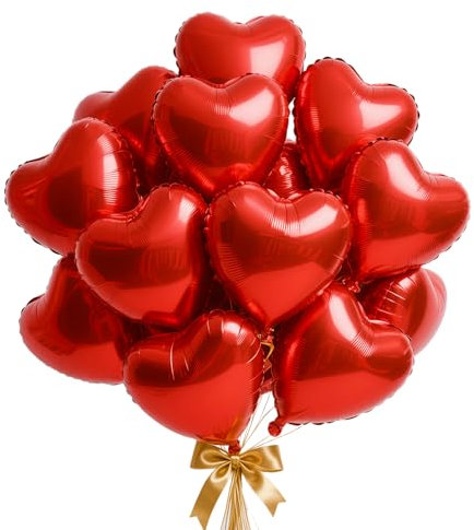 Herz Folienballon Rot, 18 Zoll Herz Helium Luftballons, Rot Herzluftballons, Rot Herzballons Hochzeit, Herzform Folienluftballon für Geburtstag Verlobung Muttertag Valentinstag Hochzeit Party Deko