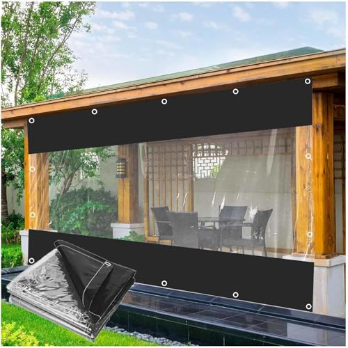 Rideaux De Bâche Pvc Clairs Extérieurs Avec Oeillets, Panneaux Latéraux De Bâches Imperméable 600g/m², Bâche Plastique Transparent 0,5mm, Panneaux Latéraux De Pergola Gazebo,W×H-1.2x1.5m/3.9*4.9ft