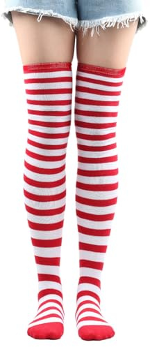 HUVZOR Medias por encima de la rodilla para mujer, de algodón a rayas, Calcetines Largos Rayas, Calcetiness por Encima de la Rodilla, Ideales para Disfraces de Halloween Carnaval