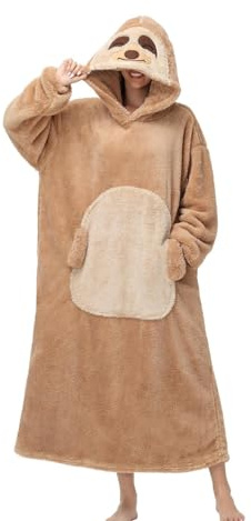 chuangminghangqi Kuscheldecke zum Anziehen mit Ärmeln und Kapuze Unisex Übergroßes Faultier Decken Pulli Damen Lustige Riese lang Hoodie Decke Winter flauschiger Comfy und Warm Sofadecke