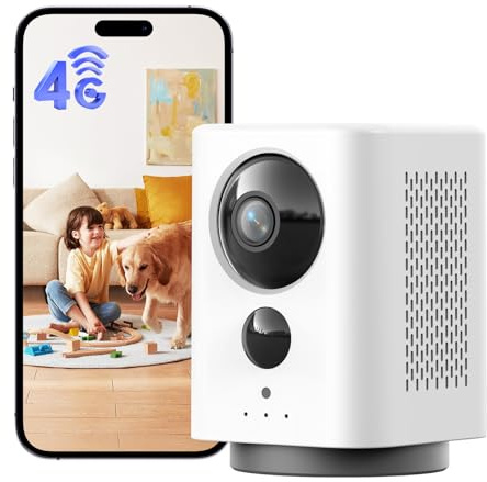 NUASI 4g LTE Camera Interieur sans Fil, 2k Caméra de Surveillance sans WiFi avec Carte Sim & 7800mAh Batterie, 360° PTZ, Détection de Mouvement PIR, Vision Nocturne Couleur, Audio 2 Voies