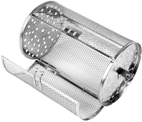 PAMINGONO Edelstahl Grillkorb Silber 14x23cm, Drehbar, für Backofen | Nüsse, Gleichmäßige Erwärmung und Vielseitige Nutzung, Geeignet für Familie und Restaurant