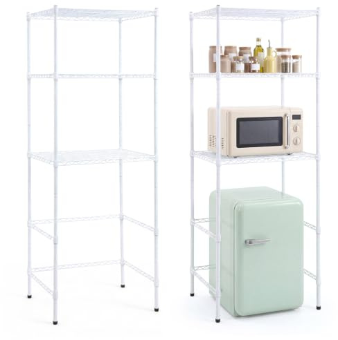 Briwooody 3-Tier Detachable Mini Fridge Stand Shelf with Storage | Adjustable Refrigerator Storage Rack and Microwave Organizer Shelf for Kitchen Dorm Apartment Living Room Office Coffee Bar