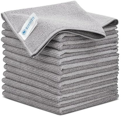 Buff Pro Mikrofaser-Reinigungstücher für Verschiedene Oberflächen, 30,5 x 30,5 cm, grau, 12 Stück | Premium-Mikrofasertücher zum Reinigen von Glas, Küche, Bad, Auto, Zubehör und Produkten