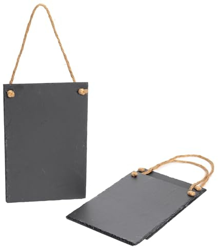 Nicola Spring Hanging Slate Chalkboard - Pack of 3-30x20cm Rustic Blackboard with Rope for Kitchen, Café, Garden or Restaurant - Reusable Natural Slate Memo Message Board - Home Décor Gift Idea