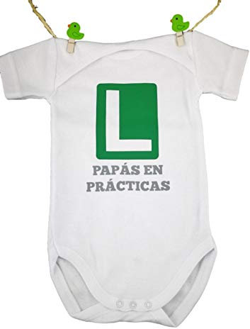 MISORPRESA Body Bebe Frase L Papas EN PRACTICAS 3 Meses Regalo Bebe Regalo Recien Nacido (3 Meses)