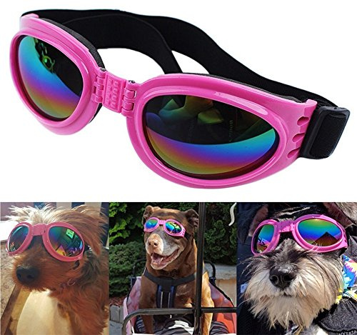 DUBENS Hundebrille Sonnenbrille Wasserdichten Schutz Sun-Brille, UV-Schutz Fashion Eyewear Goggles Schutzbrille Hundebrillen Sonnenschutz Brillen Für Haustier Hunde Dog (Rosa)