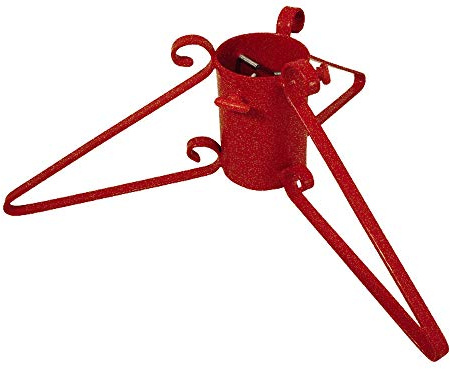 Garden Pride Christmas Tree Stand - 4 Base - Metal - Solid Steel - Plastic Coated (Red Glitter)