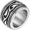 JewelryWe Schmuck Retro Herren-Ring Edelstahl schwer breit Flamme Muster Celtic Ring Band Bandring mit Gravur Silber Größe 62
