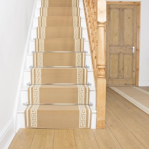 runrug Soft & Comfortable Stair Runner - Smooth & Durable Carpet for Stairs - Stain-Resistant, Fade-Resistant - Multiple Sizes - 60cm x 510cm - 9mm Thick - Key, Beige