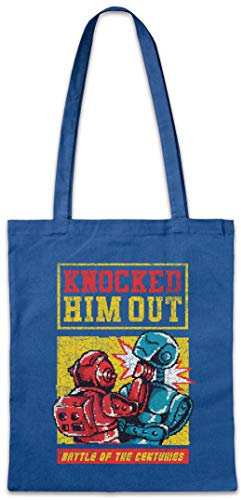Urban Backwoods Robot Boxing Fight Hipster Bag Beutel Stofftasche Einkaufstasche
