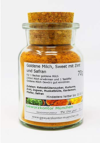 Goldene Milch sweet mit Ceylon Zimt und Safran im Glas 70g Gewürzkontor München