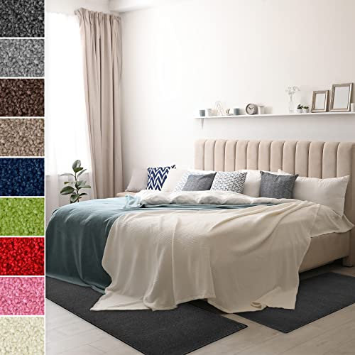 Floordirekt Velours-Bettumrandung Dynasty - Bettvorleger Teppichläufer - 3-teiliges Läufer-Set in 3 Größen (B: 80 cm | L: 1 x 300 cm + 2 x 150 cm, Anthrazit)