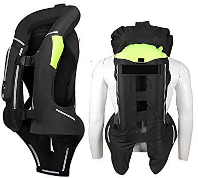 Reiter Aufblasbare Weste Motorradweste Mit Airbag Professionelles Airbag-System 0.1 Zweiter Trigger Motorradreiten, Reitsport, Off-Road Anti-Fallen-Airbag-Weste (Color : Black, Größe : S)