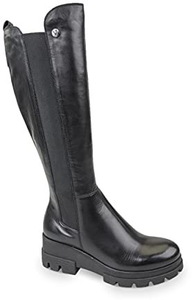 Valleverde Stivale Donna 49235 in Pelle Nero Modello Casual. Una Calzatura Comoda Adatta per Tutte Le Occasioni. Autunno-Inverno 2022. EU 39