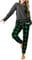 Artfish Damen Loungewear Outfits Pjs Langarm Tops und Buffalo Plaid Joggers Pants Pyjama Set mit Taschen, Schwarz-grün-kariert, XL