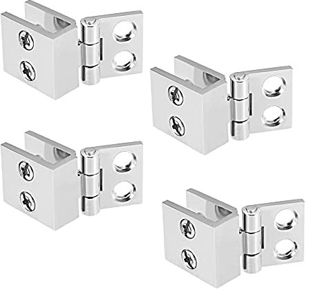 4er Set Glas Scharnier 0 Grad | Dusche Tür Scharnier Halter | 5-8mm Glastür Beschlag | Kugellager-Glas-Scharnier | Glastür Klemme [ohne Bohren] - Wand zu Glas Verbindung für Vitrinen & Glastüren