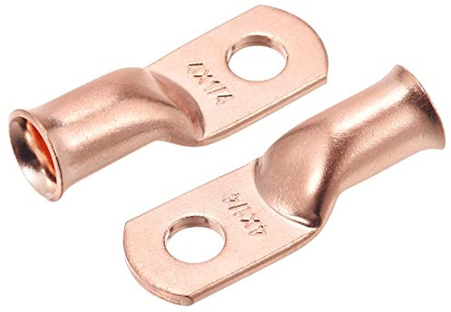 sourcing map Battery Cable Ends 0.27 Inch 4 AWG Tubular Ring Terminals Closed End Crimp Connectors Bare Copper Eyelet 10 Pcs