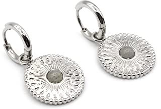 ARTIQO Creolen aus Edelstahl Ohrringe (Silber) - Creolen gold mit Anhänger (1,5cm Durchmesser) Ohrringe gold mit Mandala Coin - wasserfest und hautfreundlich - Modell Mancora