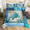 Loussiesd Sea Turtle Bedding Set Blue Boho Tortoise Comforter Cover Set for Kids Women Men Ocean Marine Turtle Duvet Cover Teal Bohemian Bedspread Cover 2Pcs Single Size