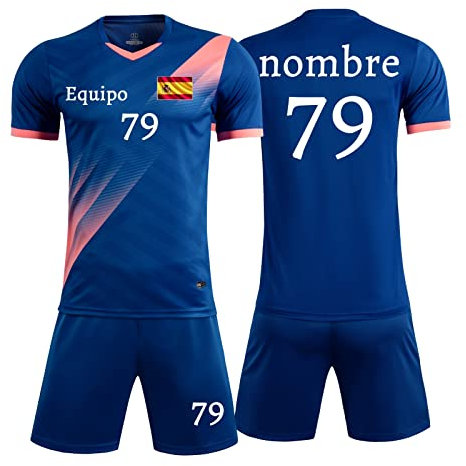 HDSD Camiseta de Fútbol y Pantalón Corto Personalizados-Equipación Fútbol Personalizada Niños y Adultos con Nombre, Número, Logotipo del Equipo