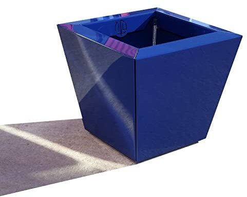 InterLock Pot de Fleurs en Aluminium-Composite, Couleur (Bleu Outre-mer Brillant), évasé, Dimensions au Sol 20x20 cm Hauteur 25 cm Fabrication française by
