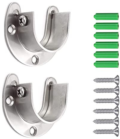 Confezione da 2 supporti per asta con flangia per armadio, asta per asta per armadio, tenda da doccia, 25 mm
