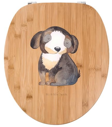 Mr. & Mrs. Panda Motiv WC Sitz Hund Entspannen - Geschenk, Hundemotiv, schwarzer Hund, Sprüche, Klodeckel, Vierbeiner, Toilettendeckel, Hundeglück,