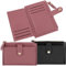 COLOFALLA 2PCS Petits Porte Monnaie Mini Porte Cartes en Cuir PU Portefeuilles pour Femme et Homme 6 Compartiments de Carte 1 Poche à Monnaie Cadeau Noël (Rose et Noir)