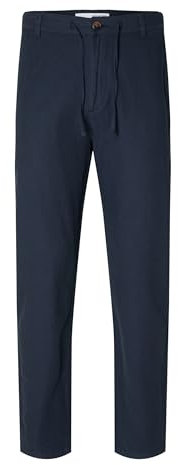 SELETED HOMME Herren Slh172-slimtape Brody Linen Pant Noos Chinohose, Dark Sapphire, M EU
