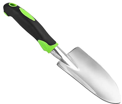 Quanyuchang Garden Trowel Ergonomic Grip, Hand Shovel Soft Rubberized Non-Slip Handle for Planting Transplanting Weeding Moving and Smoothing Digging Soil Gardening Gift(Green)