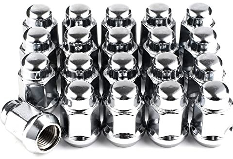Gaemi 7/16 Radmuttern, 20 Stück, Chrom, geschlossenes Ende, Wölbung, Eichel-Radmuttern für Aftermarket-Räder, 3/4-Zoll-Sechskant