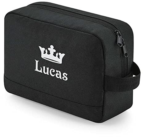 Amikado - Trousse de Toilette personnalisée recyclée - Sac de Toilette de Voyage Portable pour Homme et Femme - Trousse avec poignée, Sac de Rasage, Trousse de Maquillage (Noir)